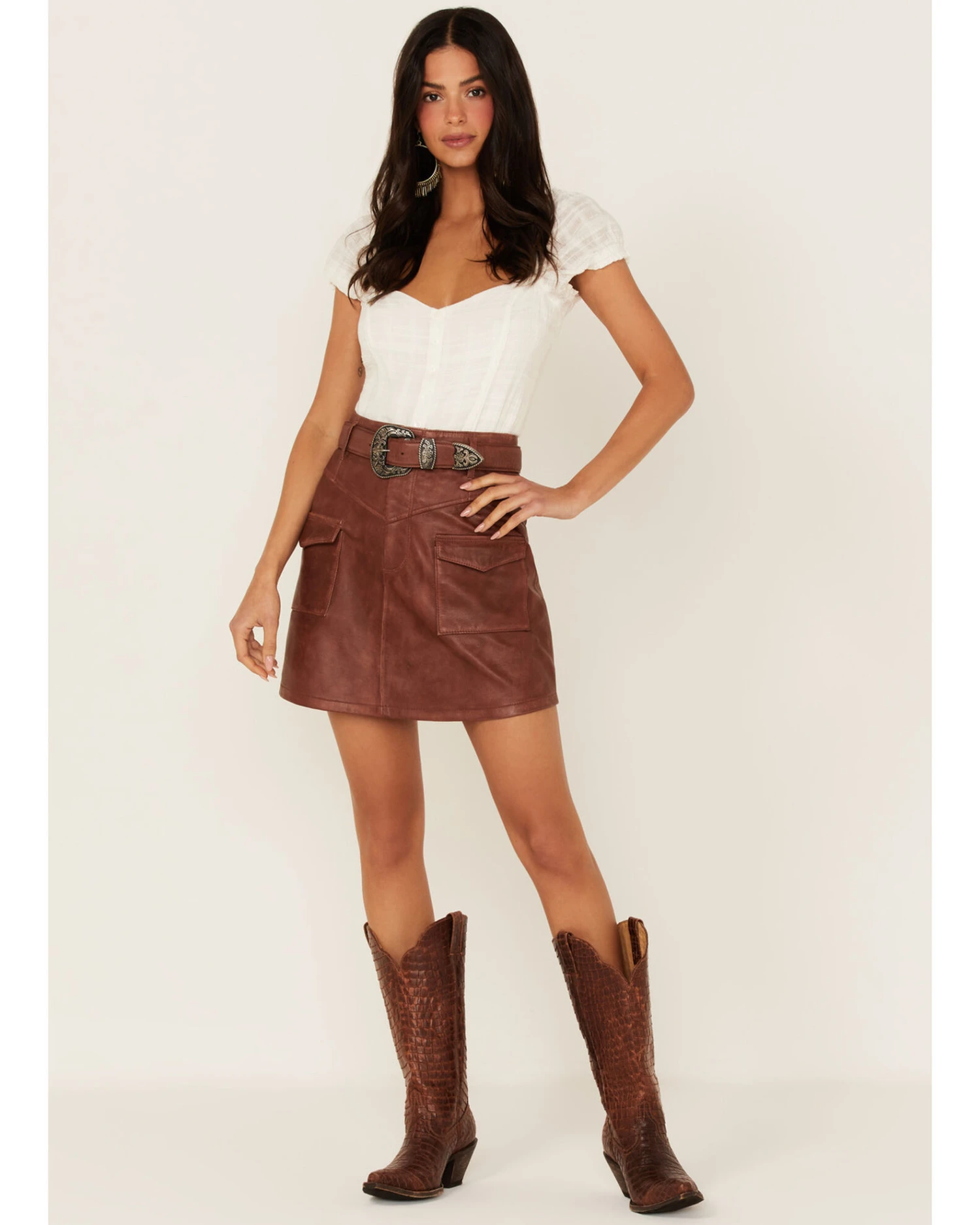 Idyllwind Women's Western Belt Leather Mini Skirt 6 Idyllwind Women's Western Belt Leather Mini Skirt - Image 4