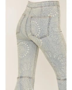 Free People Women's Light Wash High Rise Geo Print Just Float On Flare Jeans -Country Clothing Store 2000374737 412 P4