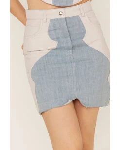 Understated Leather Women's Lil Mamma Scalloped Denim Leather Mini Skirt -Country Clothing Store 2000374928 400 P3