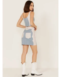 Understated Leather Women's Lil Mamma Scalloped Denim Leather Mini Skirt -Country Clothing Store 2000374928 400 P4