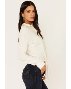 Idyllwind Women's Embroidered Tie Front Knit Long Sleeve Western Pearl Snap Shirt -Country Clothing Store 2000375284 103 P3