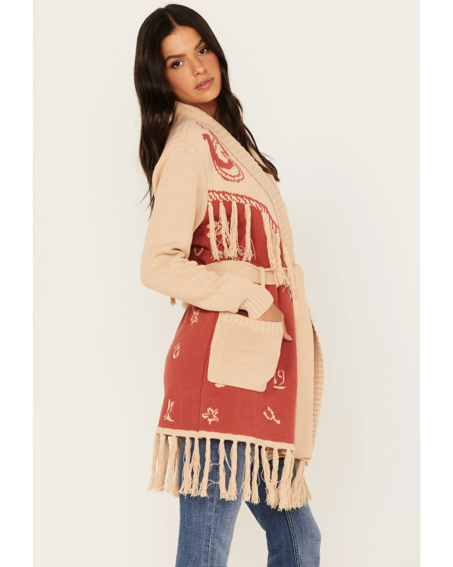 Idyllwind Women's Western Conversational Print Fringe Cardigan 5 Idyllwind Women's Western Conversational Print Fringe Cardigan - Image 3