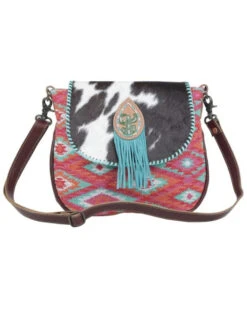 Myra Bag Women's Oceanic Blue Southwestern Hair-On Shoulder Bag -Country Clothing Store 2000377148 900 P1
