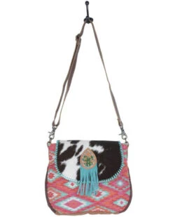 Myra Bag Women's Oceanic Blue Southwestern Hair-On Shoulder Bag -Country Clothing Store 2000377148 900 P3