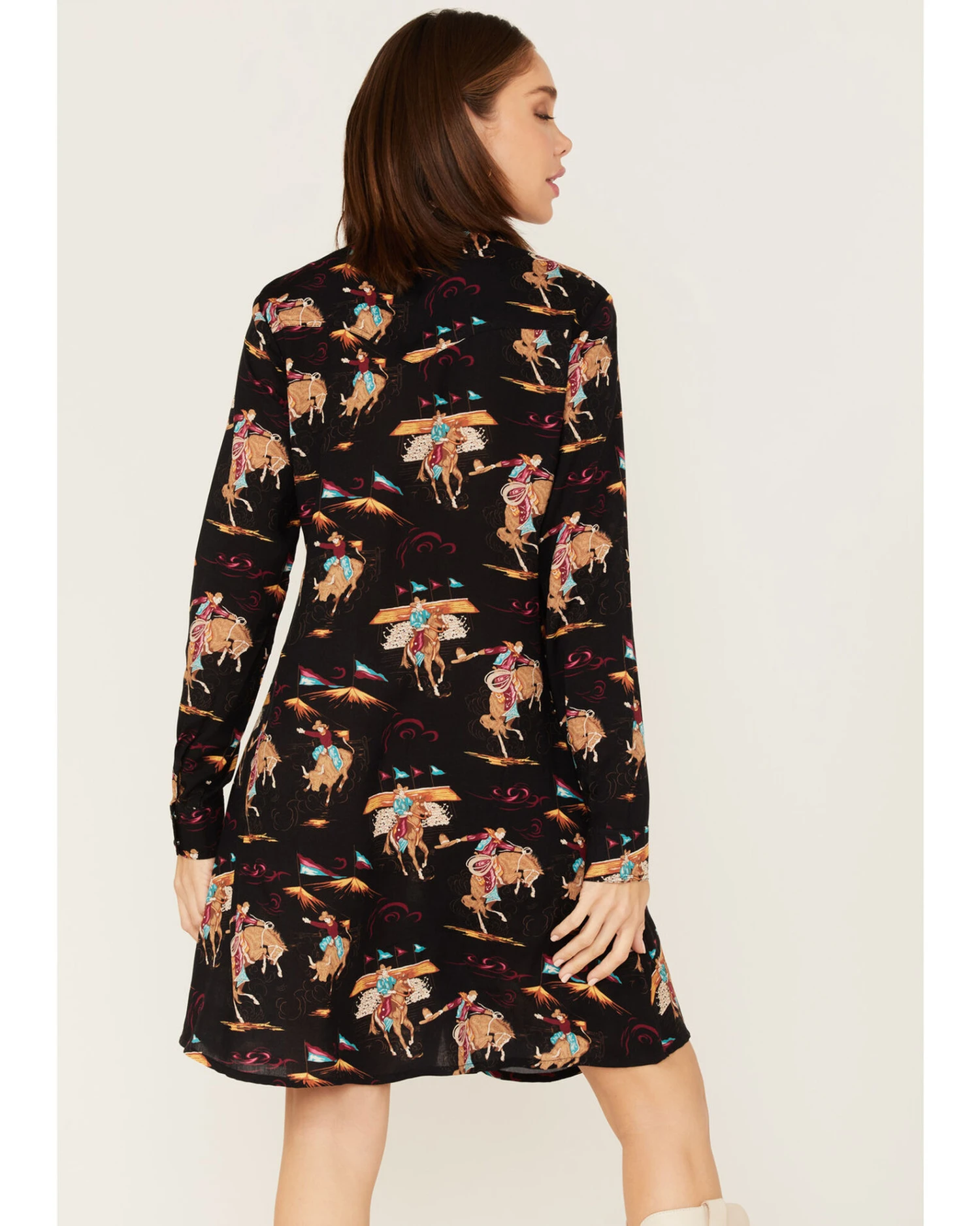 ROPER Karman Women's Retro Rodeo Print Shirt Dress 4 ROPER Karman Women's Retro Rodeo Print Shirt Dress - Image 2