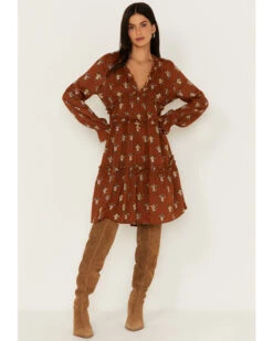 Roper Women's Cowskull Print Long Sleeve Tier Dress -Country Clothing Store 2000378240 200 P2