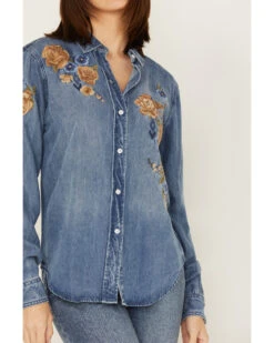 Stetson Women's Floral Embroidered Medium Wash Long Sleeve Button Down Shirt 8 Stetson Women's Floral Embroidered Medium Wash Long Sleeve Button Down Shirt -Country Clothing Store 2000378244 400 P3