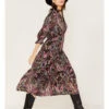 Revel Women's Floral & Paisley Print Puff Sleeve Midi Dress