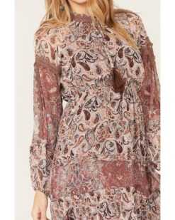 Miss Me Women's Paisley Print Ruffle Lace Tiered Dress -Country Clothing Store 2000379031 661 P3