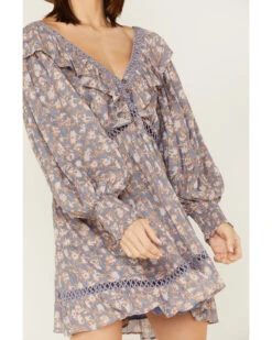 Jen's Pirate Booty Women's Floral Print Long Sleeve Wildflower Lasi Mini Dress -Country Clothing Store 2000379674 400 P3