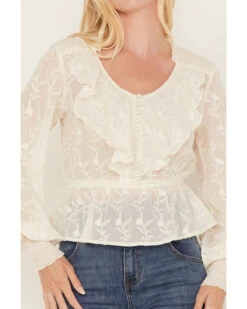 Shyanne Women's Floral Embroidered Chiffon Ruffle Blouse -Country Clothing Store 2000380619 105 P3