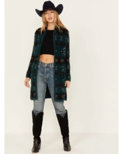 Shyanne Women's Southwestern Eyelash Knit Cardigan