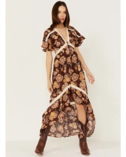 Shyanne Women's Short Sleeve Floral Print High Low Maxi Dress -Country Clothing Store 2000380672 401 P1