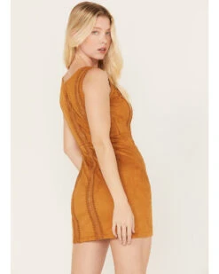 Shyanne Women's Faux Suede Crochet Dress -Country Clothing Store 2000380674 255 P4