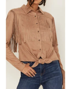 Idyllwind Women's Fate Tie-Front Faux Suede Fringe Shirt -Country Clothing Store 2000380691 280 P3