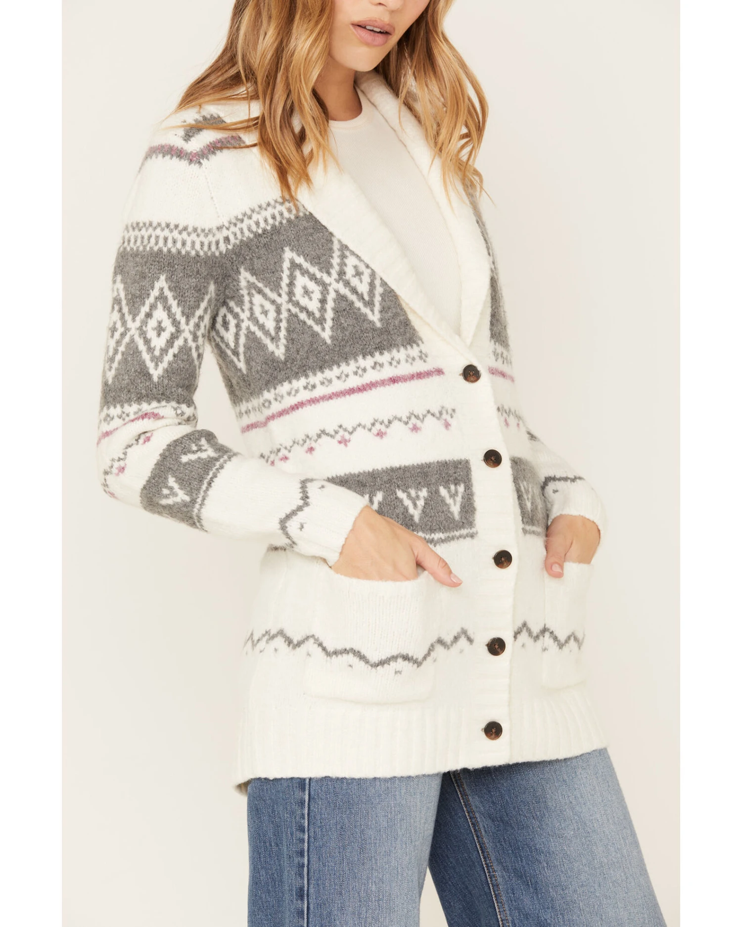 Cleo + Wolf Women's Fairisle Cardigan 3 Cleo + Wolf Women's Fairisle Cardigan
