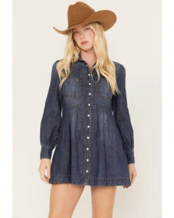 Shyanne Women's Medium Wash Long Sleeve Denim Shirt Dress 8 Shyanne Women's Medium Wash Long Sleeve Denim Shirt Dress -Country Clothing Store 2000381369 414 P1