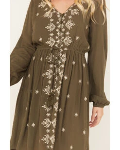 Jolt Women's Floral Embroidered Long Sleeve Dress