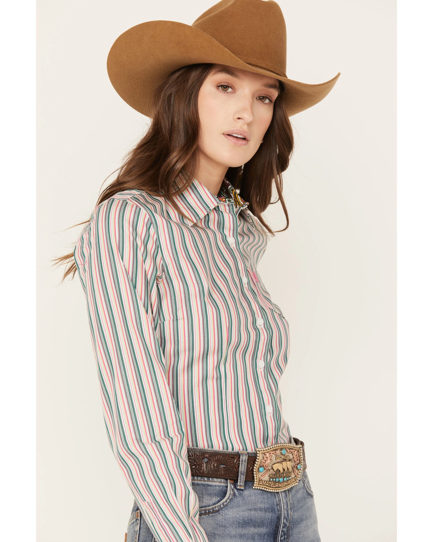 Cinch Women's Striped Long Sleeve Button-Down Western Shirt 5 Cinch Women's Striped Long Sleeve Button-Down Western Shirt - Image 3