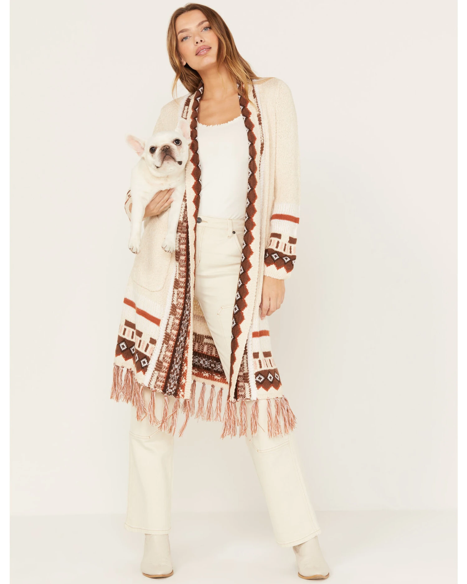 Shyanne Women's Southwestern Border Knit Maxi Cardigan 5 Shyanne Women's Southwestern Border Knit Maxi Cardigan - Image 3