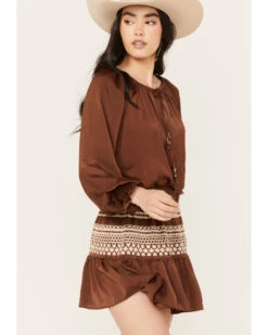 Shyanne Women's Satin Peasant Dress -Country Clothing Store 2000382869 201 P2