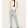 Cleo + Wolf Women's Light Wash High Rise Straight Cropped Jeans