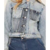 Cleo + Wolf Women's Light Wash Cropped Trucker Denim Jacket