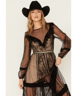Wonderwest Women's Sheer Lace Long Sleeve Dress -Country Clothing Store 2000383188 001 P4