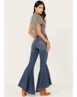 Shyanne Women's Medium Wash High Rise Ruffled Super Flare Stretch Jeans -Country Clothing Store 2000383366 415 P3