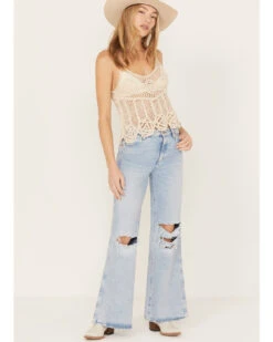 Wrangler Women's Light Wash Destructed Loose Flare Jeans 9 Wrangler Women's Light Wash Destructed Loose Flare Jeans -Country Clothing Store 2000383490 400 P1