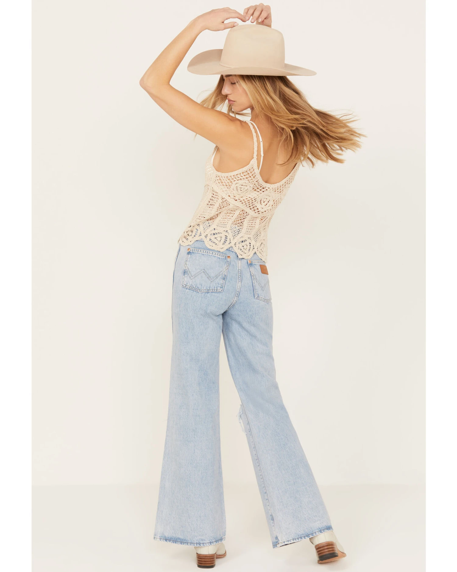 Wrangler Women's Light Wash Destructed Loose Flare Jeans 3 Wrangler Women's Light Wash Destructed Loose Flare Jeans