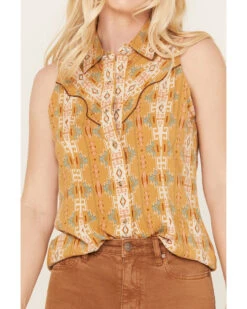 Rock & Roll Denim Women's Southwestern Print Sleeveless Snap Tank 9 Rock & Roll Denim Women's Southwestern Print Sleeveless Snap Tank -Country Clothing Store 2000384992 702 P2