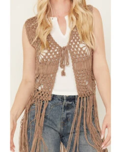 Rock & Roll Denim Women's Crochet Fringe Vest -Country Clothing Store 2000385010 251 P3