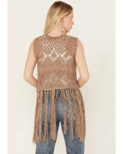 Rock & Roll Denim Women's Crochet Fringe Vest -Country Clothing Store 2000385010 251 P4