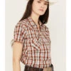 Rough Stock By Panhandle Women's Plaid Print Stretch Short Sleeve Western Snap Shirt -Country Clothing Store 2000385044 220 P2