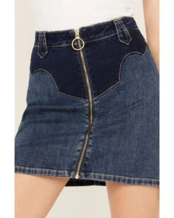 Rock & Roll Denim Women's Medium Wash Two Tone Stretch Denim Skirt -Country Clothing Store 2000385066 400 P2