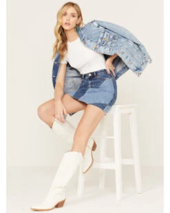 Rock & Roll Denim Medium Wash Patch Denim Skirt -Country Clothing Store 2000385068 400 P2