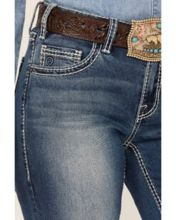 Rock & Roll Denim Women's Medium Wash Mid Rise Extra Stretch Riding Bootcut Jeans