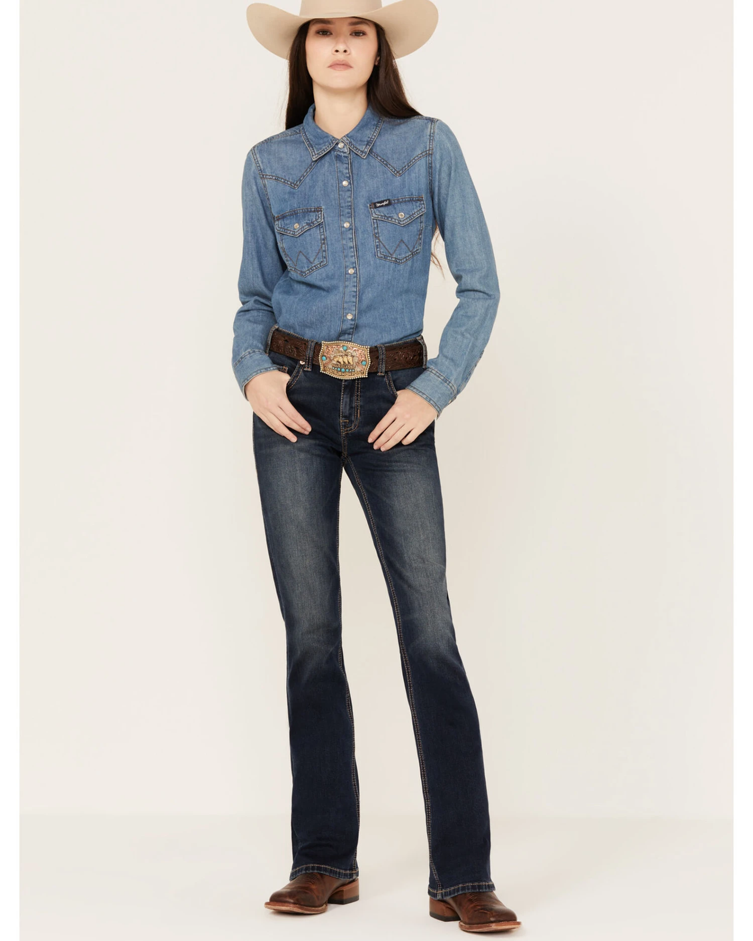 Rock & Roll Denim Women's Dark Wash Mid Rise Extra Stretch Riding Bootcut Jeans 3 Rock & Roll Denim Women's Dark Wash Mid Rise Extra Stretch Riding Bootcut Jeans