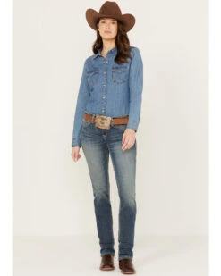 Ariat Women's Medium Wash Mid Rise Michela Straight Stretch Jeans -Country Clothing Store 2000385126 414 P1