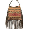 American West Women's Southwestern Tapestry Studded Fringe Crossbody Messenger -Country Clothing Store 2000385336 900 P1
