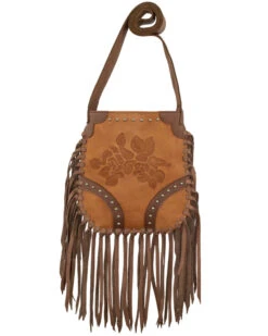 American West Women's Floral Tooled Fringe Crossbody Bag -Country Clothing Store 2000385340 280 P1