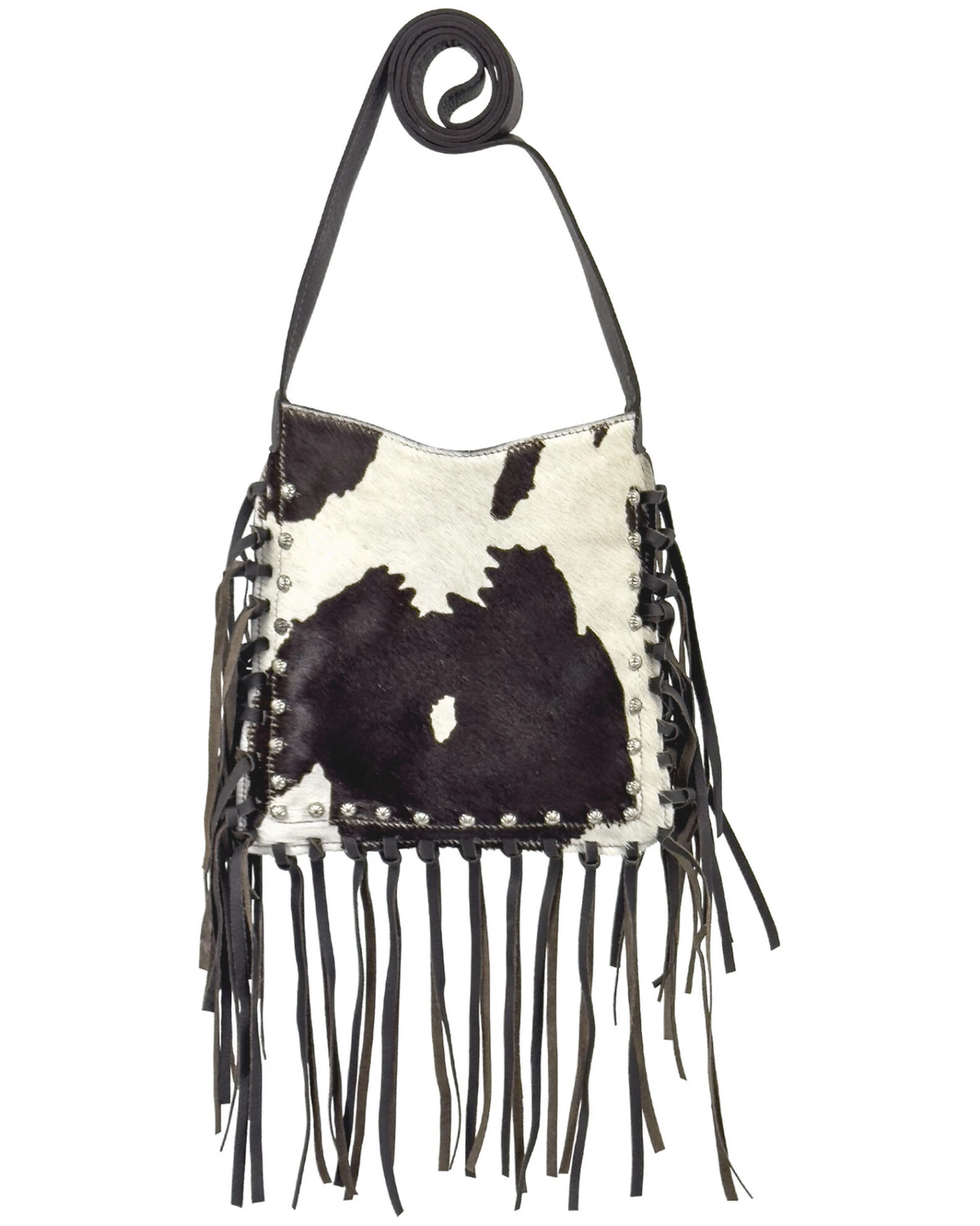 American West Women's Pony Hair-On Studded Fringe Crossbody Messenger 3 American West Women's Pony Hair-On Studded Fringe Crossbody Messenger