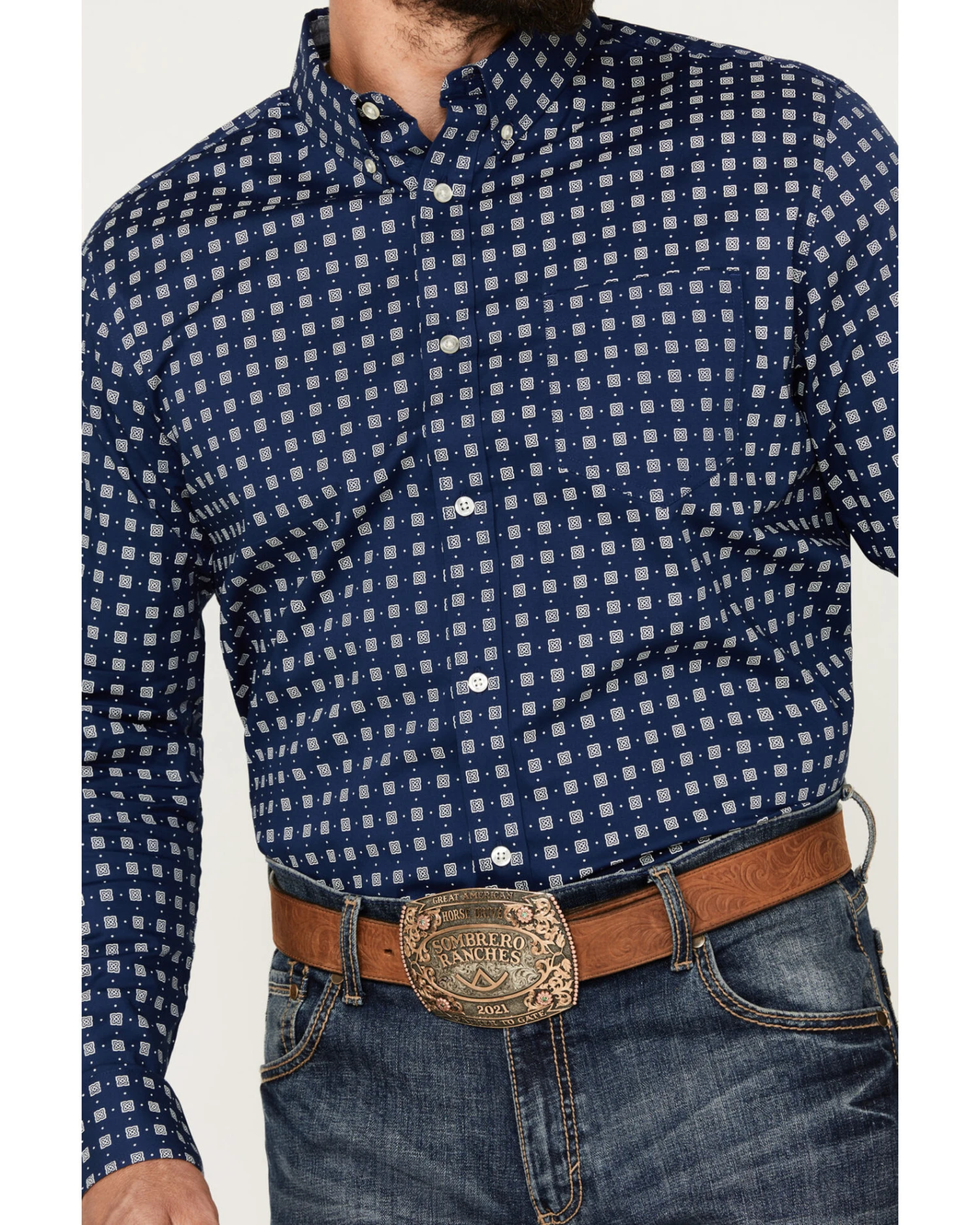 Cody James Men's Rough Road Geo Print Long Sleeve Stretch Button-Down Western Shirt - Tall 4 Cody James Men's Rough Road Geo Print Long Sleeve Stretch Button-Down Western Shirt - Tall - Image 2