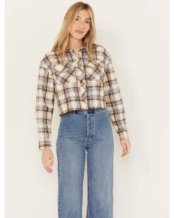 Cleo + Wolf Women's Plaid Print Cropped Shirt -Country Clothing Store 2000386562 110 P1