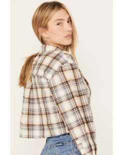 Cleo + Wolf Women's Plaid Print Cropped Shirt -Country Clothing Store 2000386562 110 P4
