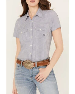 Ariat Women's Gingham Print Short Sleeve Button-Down VentTEK Stretch Shirt -Country Clothing Store 2000386657 941 P3
