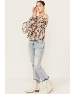 Shyanne Women's Off The Shoulder Chiffon Blouse 8 Shyanne Women's Off The Shoulder Chiffon Blouse -Country Clothing Store 2000386672 200 P1