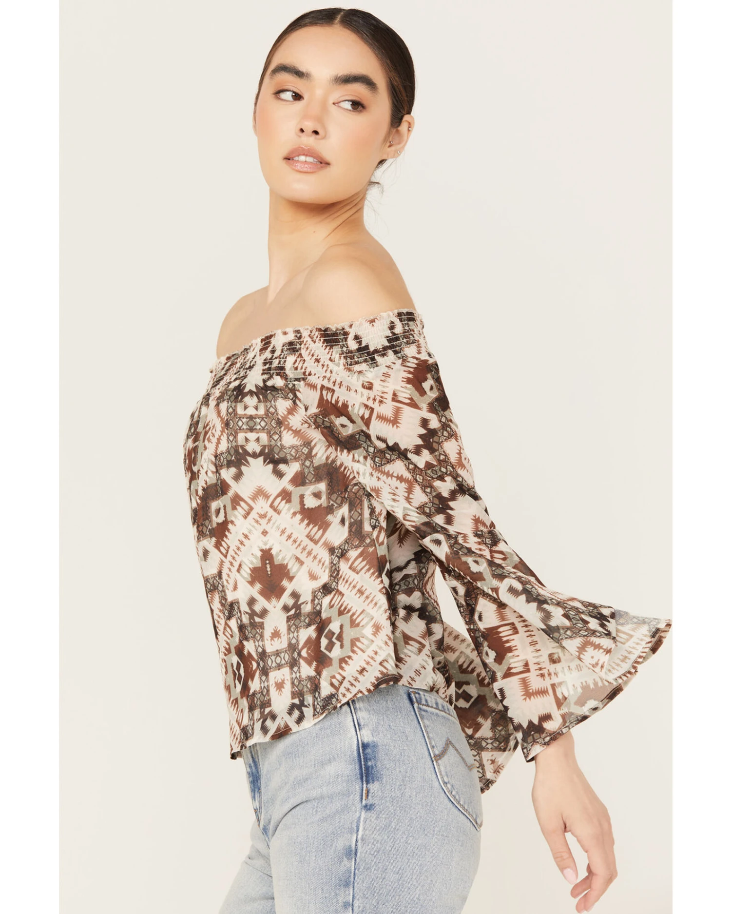 Shyanne Women's Off The Shoulder Chiffon Blouse 6 Shyanne Women's Off The Shoulder Chiffon Blouse - Image 4