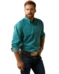 Ariat Men's Wrinkle Free Fuller Mosaic Print Classic Fit Long Sleeve Button-Down Western Shirt -Country Clothing Store 2000387225 301 P3